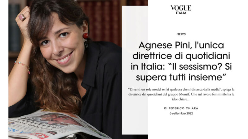Dedichiamo il giorno della festa delle donne ad Agnese Pini, l’unica direttrice di quotidiani in Italia  “Il gender gap? Si supera tutti insieme”